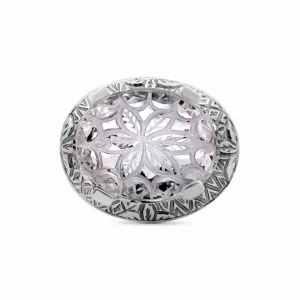 Stephen Dweck Carventurous 19 x 15 Oval Carved Rock Crystal Ring in Engraved Sterling Silver< Rings