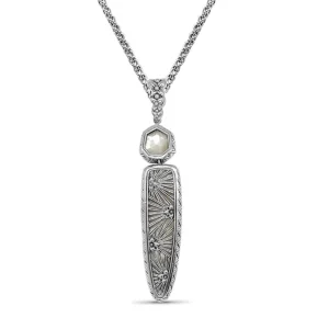 Stephen Dweck Carventurous 53.70ct Hand Carved Mother of Pearl and Faceted Natural Quartz Pendant in Sterling Silver< Necklace