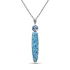 Stephen Dweck Carventurous Hand Carved Turquoise and Faceted Galactical Blue Topaz Pendant in Sterling Silver< Necklace