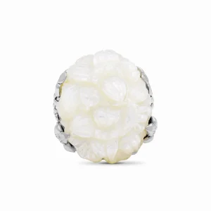 Stephen Dweck Carventurous Hand Carved Mother of Pearl in Sculpted Sterling Silver Double Shank Ring< Rings