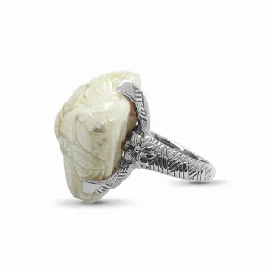 Stephen Dweck Carventurous Hand Carved Baroque Pearl Ring in Sterling Silver< Rings