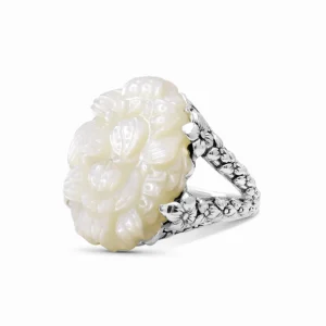 Stephen Dweck Carventurous Hand Carved Mother of Pearl in Sculpted Sterling Silver Double Shank Ring< Rings