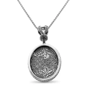 Stephen Dweck Carventurous Hand Carved Natural Quartz Abalone and Black Diamond 1.12ct Pendant in Sterling Silver< Necklace