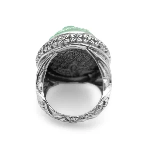 Stephen Dweck Carventurous Hand Carved Natural Quartz and Abalone Ring with 0.55ct Champagne Diamonds in Sterling Silver< Rings