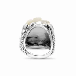 Stephen Dweck Carventurous Hand Carved Mother of Pearl in Sculpted Sterling Silver Double Shank Ring< Rings