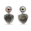 Stephen Dweck Carventurous Peacock Pearl Hand Carved Natural Quartz and Mother of Pearl Clip Earrings in Sterling Silver< Earrings