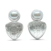 Stephen Dweck Carventurous White Pearl Hand Carved Natural Quartz and Mother of Pearl Clip Earrings in Sterling Silver< Earrings