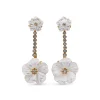 Stephen Dweck Colorbloom 8mm, 14mm White Mother of Pearl Flower and White Diamond 0.20ct Earring in 18K Gold< Earrings