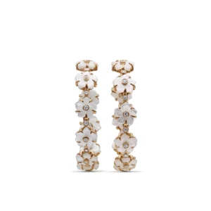 Stephen Dweck Colorbloom 8mm White Mother of Pearl Flower and White Diamond 0.35ct Earring in 18K Gold< Earrings