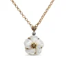 Stephen Dweck Colorbloom 14mm White Mother of Pearl Flower and White Diamond 0.10ct Pendant in 18K Gold< Necklace