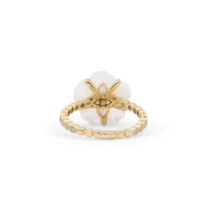 Stephen Dweck Colorbloom 14mm White Mother of Pearl Flower and White Diamond 0.20ct Ring in 18K Gold< Rings