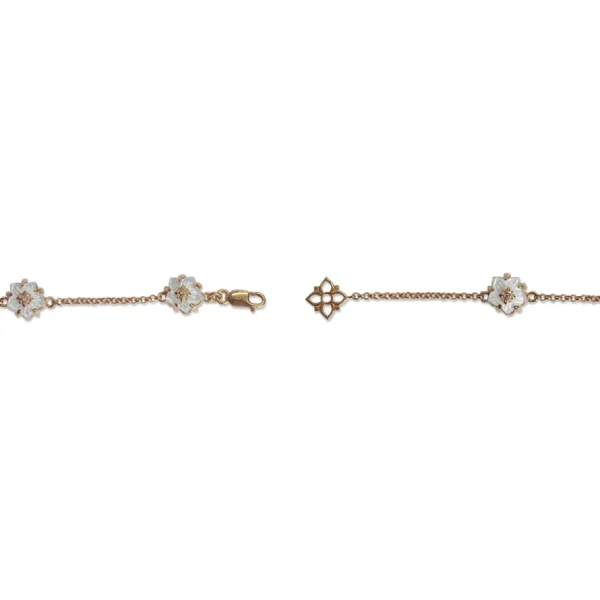 Stephen Dweck Colorbloom 8mm White Mother of Pearl Flower and White Diamond Bracelet in 18K Gold< Bracelets