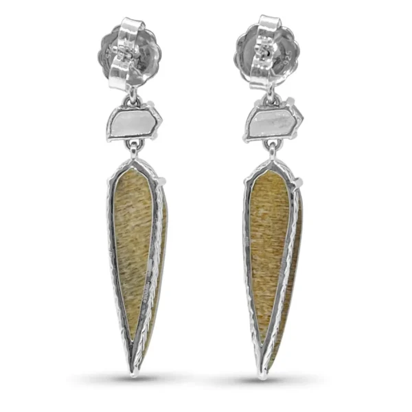 Stephen Dweck Galactical Champagne and Natural Quartz Mother of Pearl and Sunstone Earrings in Sterling Silver< Earrings