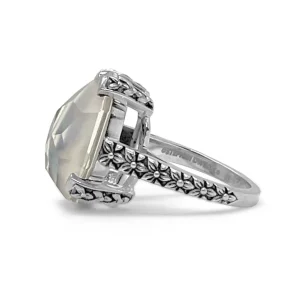 Stephen Dweck Galactical Crystal Quartz and Mother of Pearl Freeform Solitaire Ring in Sterling Silver< Rings