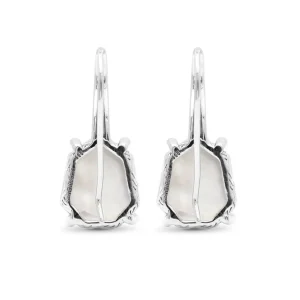 Stephen Dweck Galactical Crystal Quartz Over White Mop Galactical Earrings in Sterling Silver with Diamonds< Earrings