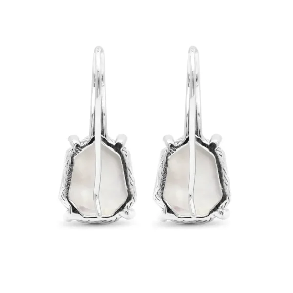 Stephen Dweck Galactical Crystal Quartz Over White Mop Galactical Earrings in Sterling Silver with Diamonds< Earrings