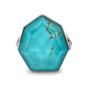 Stephen Dweck Galactical Faceted Natural Quartz and Turquoise Ring in Sterling Silver< Rings