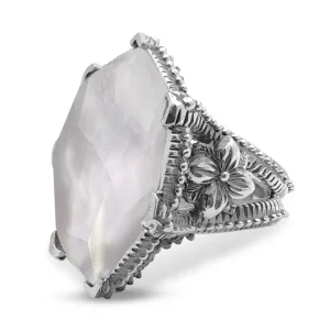 Stephen Dweck Galactical Faceted Natural Quartz and Mother of Pearl Ring in Sterling Silver< Rings