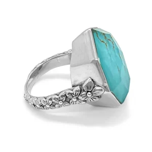 Stephen Dweck Galactical Faceted Natural Quartz and Turquoise Ring in Sterling Silver< Rings