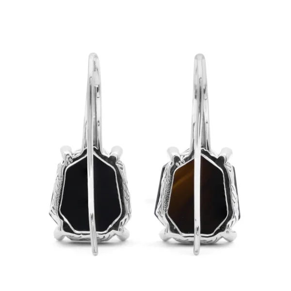 Stephen Dweck Galactical Faceted Natural Quartz Mother of Pearl Hematite and Champagne Diamond Galactical Earrings in Sterling Silver< Earrings