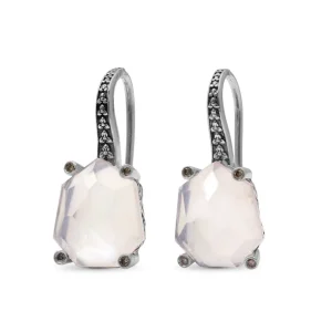 Stephen Dweck Galactical Faceted Rose Quartz and Mother of Pearl and Champagne Diamond Earrings in Sterling Silver< Earrings