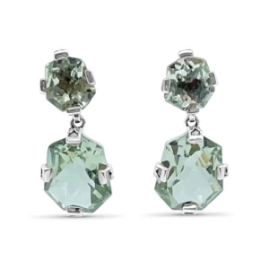 Stephen Dweck Galactical Freeform Drop Earrings in Green Amethyst and Engraved Sterling Silver< Earrings