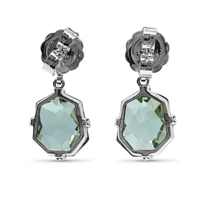 Stephen Dweck Galactical Freeform Drop Earrings in Green Amethyst and Engraved Sterling Silver< Earrings