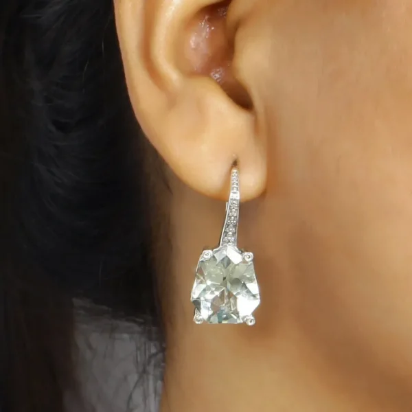 Stephen Dweck Galactical Green Prasiolite and Champagne Diamond Galactical Earrings in Sterling Silver< Earrings