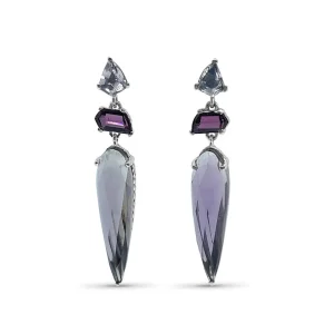 Stephen Dweck Galactical Lavender Moon Quartz and Amethyst Dangle Earrings in Sterling Silver< Earrings