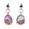 Stephen Dweck Galactical Lavender Moon and Natural Quartz Mother of Pearl and Red Agate Earrings in Sterling Silver< Earrings