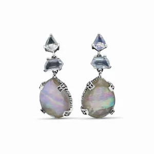 Stephen Dweck Galactical Moonstone Natural Quartz and Mother of Pearl Drop Earrings in Sterling Silver< Earrings