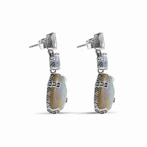 Stephen Dweck Galactical Moonstone Natural Quartz and Mother of Pearl Drop Earrings in Sterling Silver< Earrings