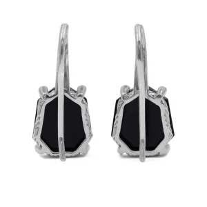 Stephen Dweck Galactical Natural Quartz Mother of Pearl and Black Agate and Champagne Diamond Earrings in Sterling Silver< Earrings