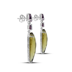 Stephen Dweck Galactical Rhodolite Garnet Cognac Quartz Earrings in Sterling Silver< Earrings