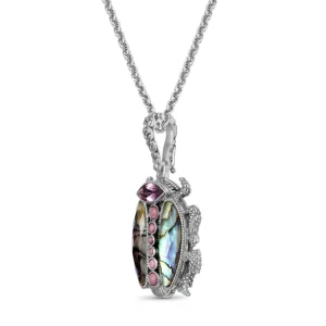 Stephen Dweck Garden of Stephen Amethyst Phosphosiderite Natural Quartz and Abalone Scarab Pendant in Sterling Silver< Necklace