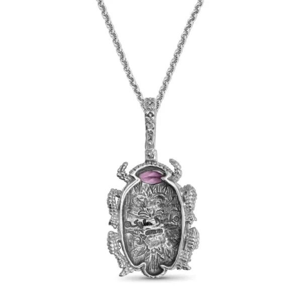 Stephen Dweck Garden of Stephen Amethyst Phosphosiderite Natural Quartz and Abalone Scarab Pendant in Sterling Silver< Necklace