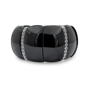 Stephen Dweck Garden of Stephen Black Onyx Slip-On Bracelet with Flower Engraved Sterling Silver Spacers< Bracelets