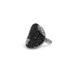 Stephen Dweck Garden of Stephen Black Spinel Pave Ring in Sterling Silver< Rings