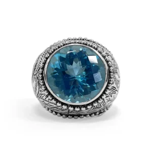 Stephen Dweck Garden of Stephen Blue Topaz Ring in Engraved Sterling Silver< Rings