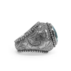 Stephen Dweck Garden of Stephen Blue Topaz Ring in Engraved Sterling Silver< Rings