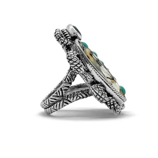 Stephen Dweck Garden of Stephen Blue Topaz Turquoise Natural Quartz Abalone Scarab Ring in Sterling Silver< Rings