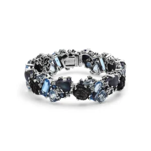 Stephen Dweck Garden of Stephen Carved Tahitian Mother of Pearl London Blue Topaz Swiss Blue Topaz and Labradorite Open and Close Bangle in Sterling Silver< Bracelets