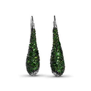 Stephen Dweck Garden of Stephen Chrome Diopside Hook Earrings in Sterling Silver< Earrings