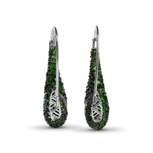 Stephen Dweck Garden of Stephen Chrome Diopside Hook Earrings in Sterling Silver< Earrings