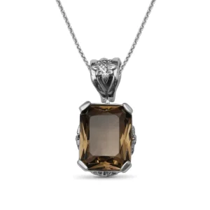 Stephen Dweck Garden of Stephen 40.80ct Faceted Smoky Quartz Pendant in Sterling Silver< Necklace