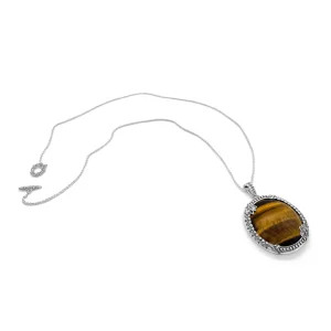 Stephen Dweck Garden of Stephen 53.70ct Tiger Eye Reversible Pendant in Sterling Silver< Necklace