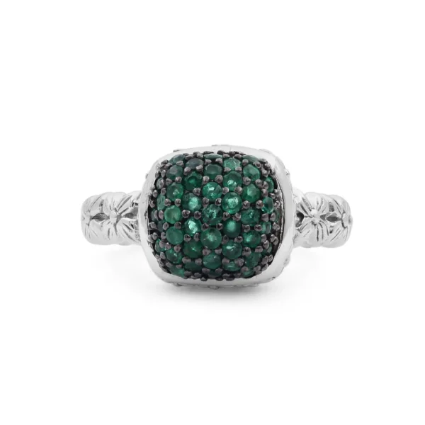 Stephen Dweck Garden of Stephen Emerald Pave Ring in Sterling Silver< Rings