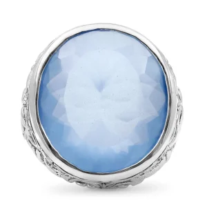 Stephen Dweck Garden of Stephen Faceted Natural Quartz and Blue Agate Ring in Sterling Silver< Rings