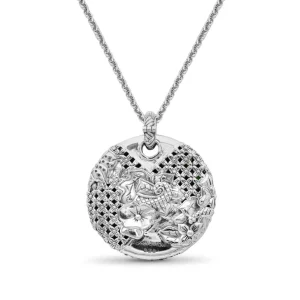 Stephen Dweck Garden of Stephen Faceted Chrome Diopside Pave Pendant in Sterling Silver< Necklace