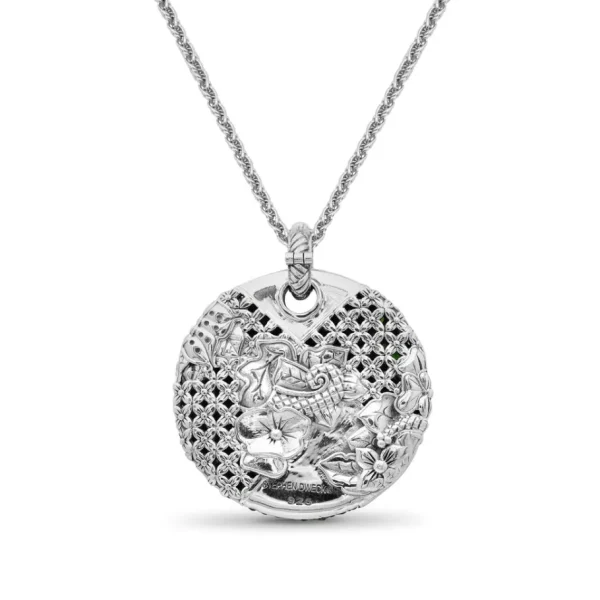 Stephen Dweck Garden of Stephen Faceted Chrome Diopside Pave Pendant in Sterling Silver< Necklace